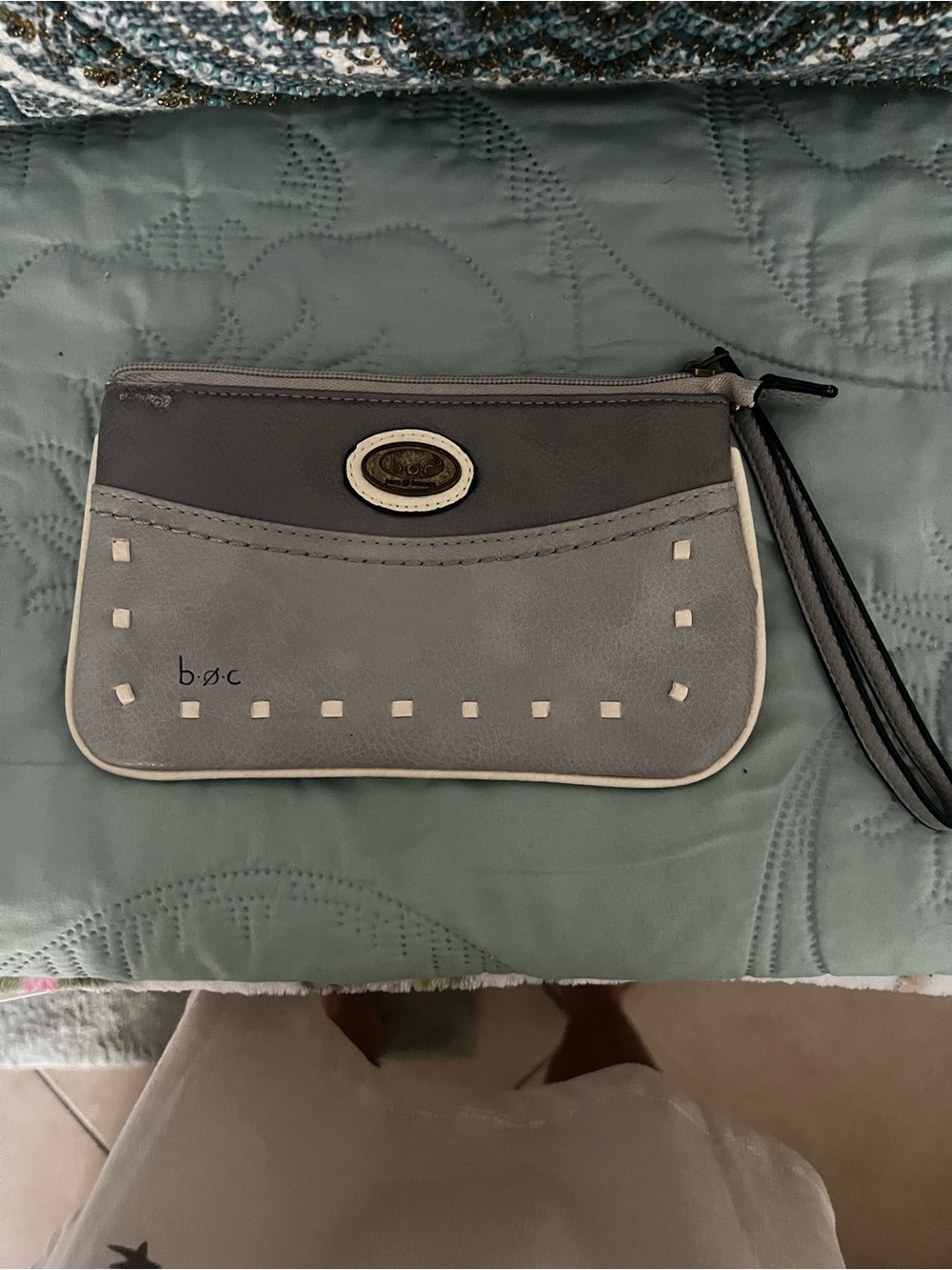 b.o.c. Two-Tone Gray Wristlet Clutch with Stud Detail